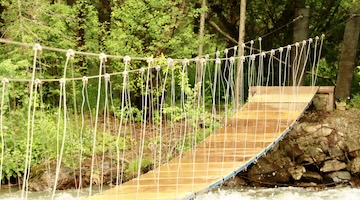 suspension bridge to the camp "island