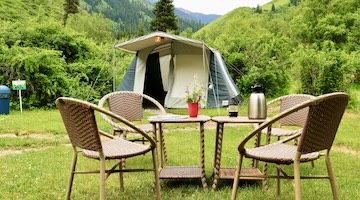 living tent and garden furniture set 