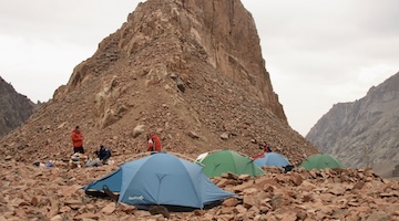 bivouac (tent camping) at a glacier