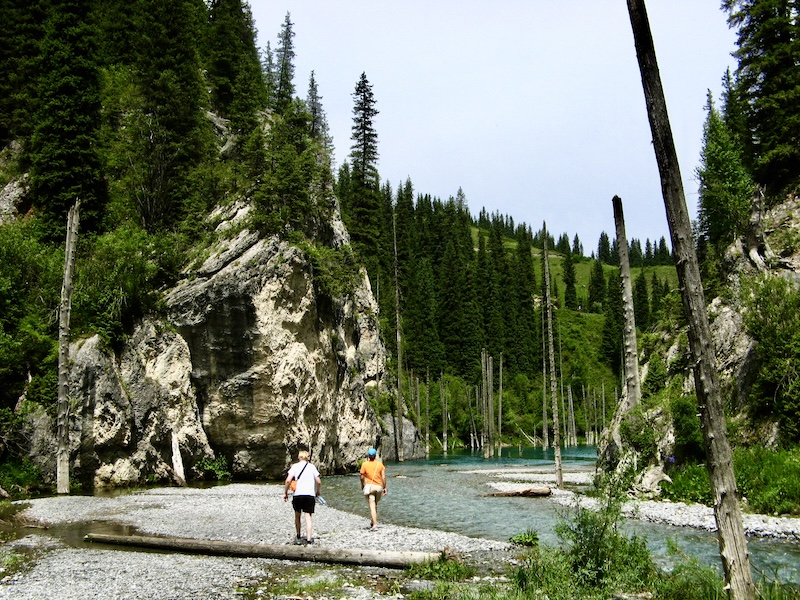 walking around the lake