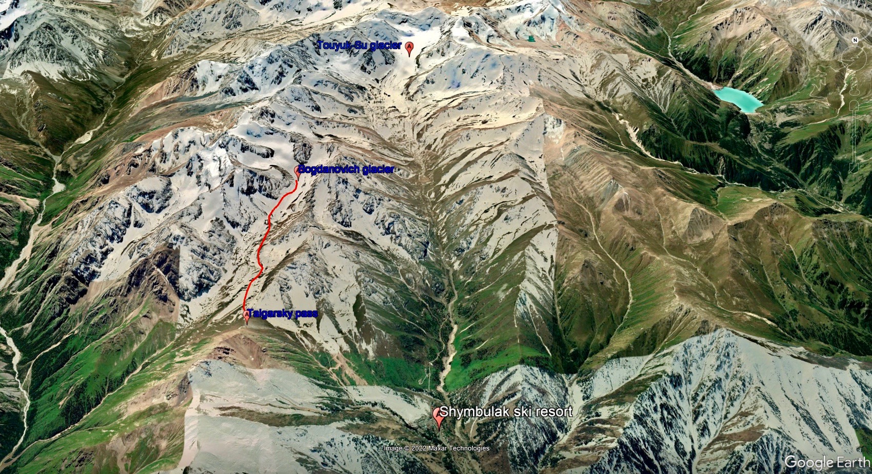 Bogdanovich glacier hiking map