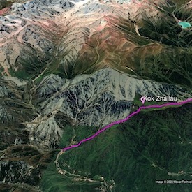 Hiking over Kok Zhailau pass map