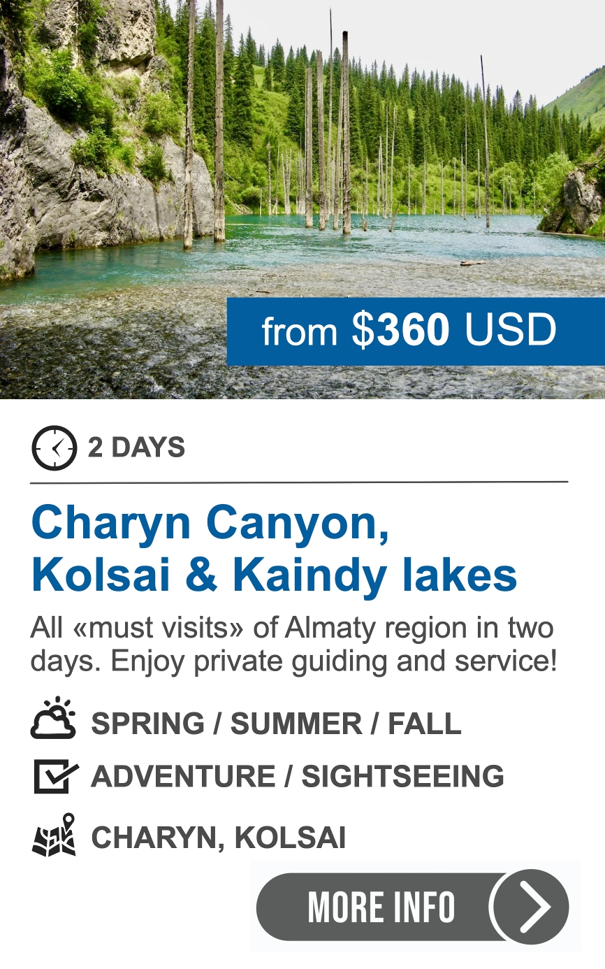 Charyn Canyon, Kolsay and Kaindy Lakes – 2-day nature tour 2-day tour to Charyn Canyon, Kolsai and Kaindy lakes, Almaty region, Kazakhstan