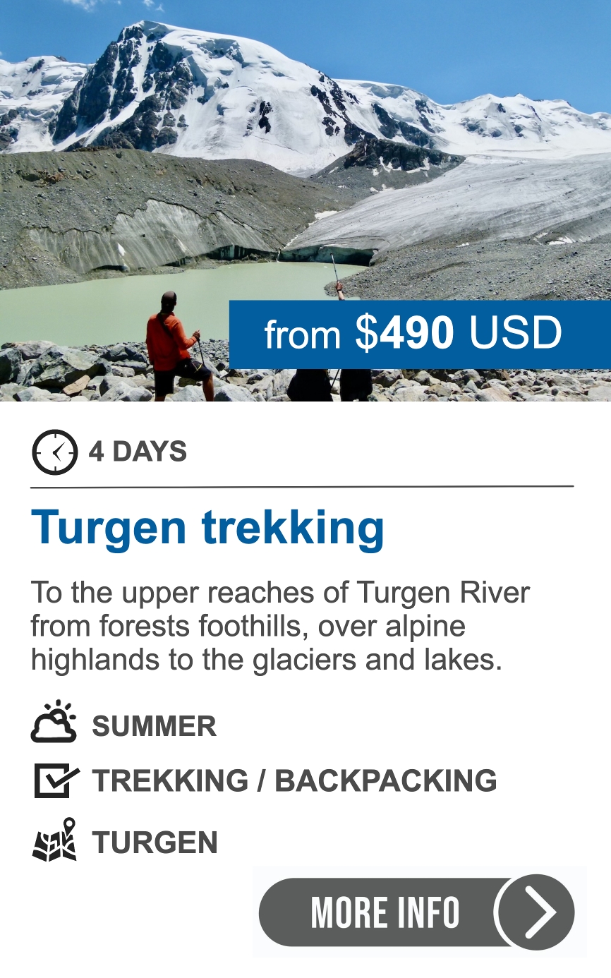 4-day trekking (backpacking) in Turgen Gorge