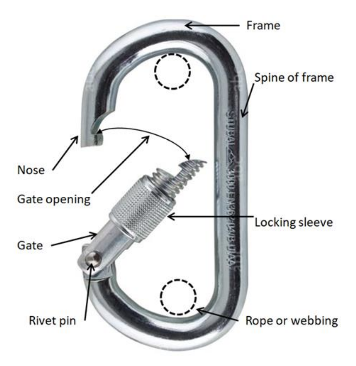 Parts of the carabiner