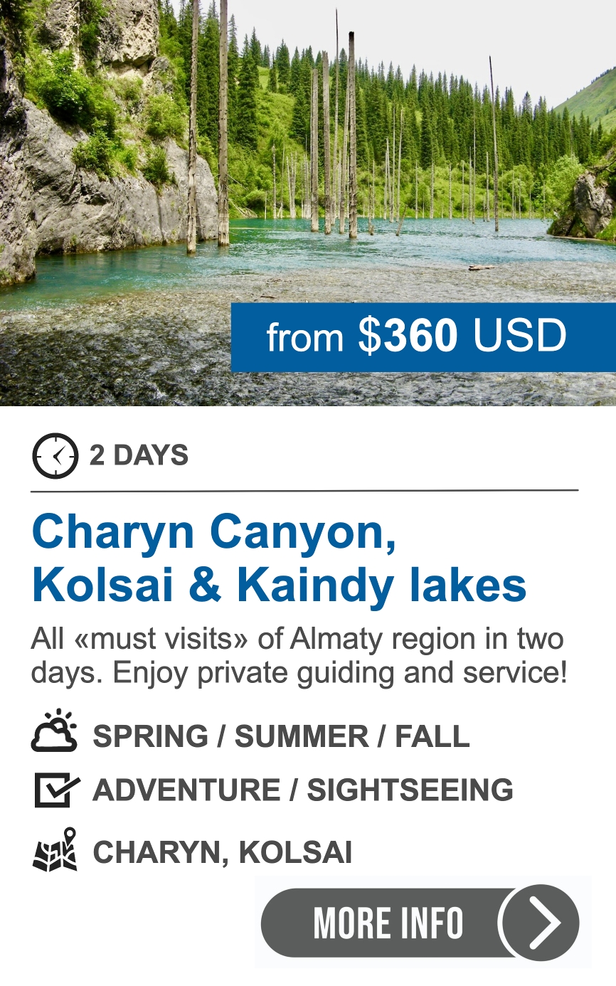 2-day tour via Charyn, Kolsai and Kaindy