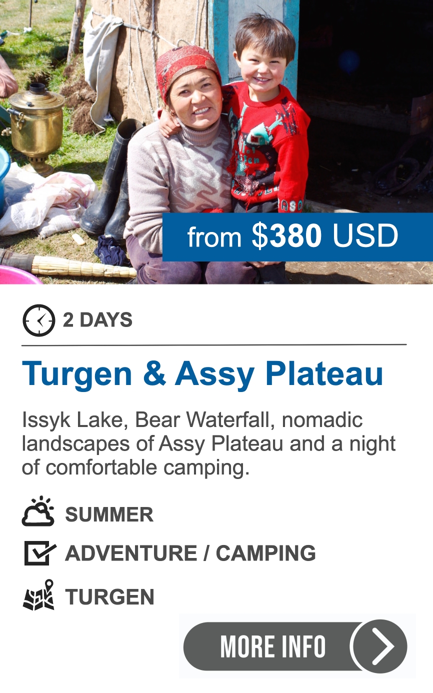 2-day Turgen tour: Issyk Lake, Bear Waterfall & Assy Plateau