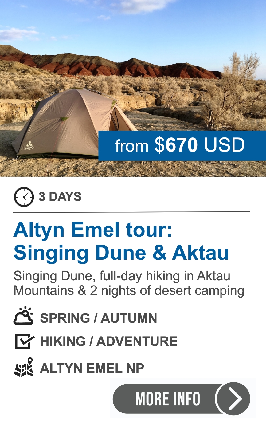 3-day Altyn Emel tour: Singing Dune & Aktau