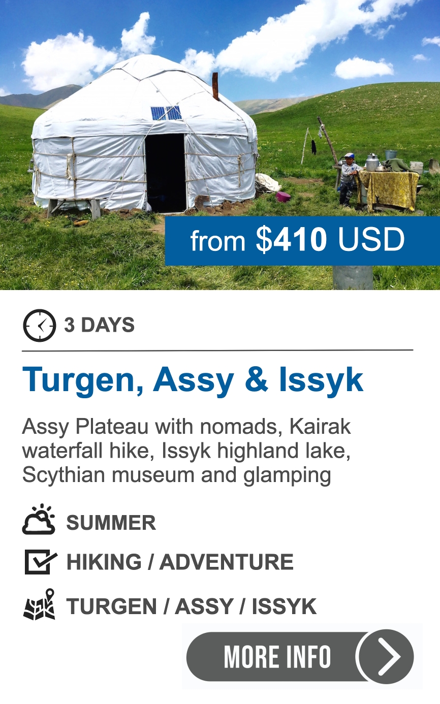 3-day tour by Turgen, Assy Plateau and Issyk