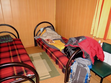 inside an alpine hut