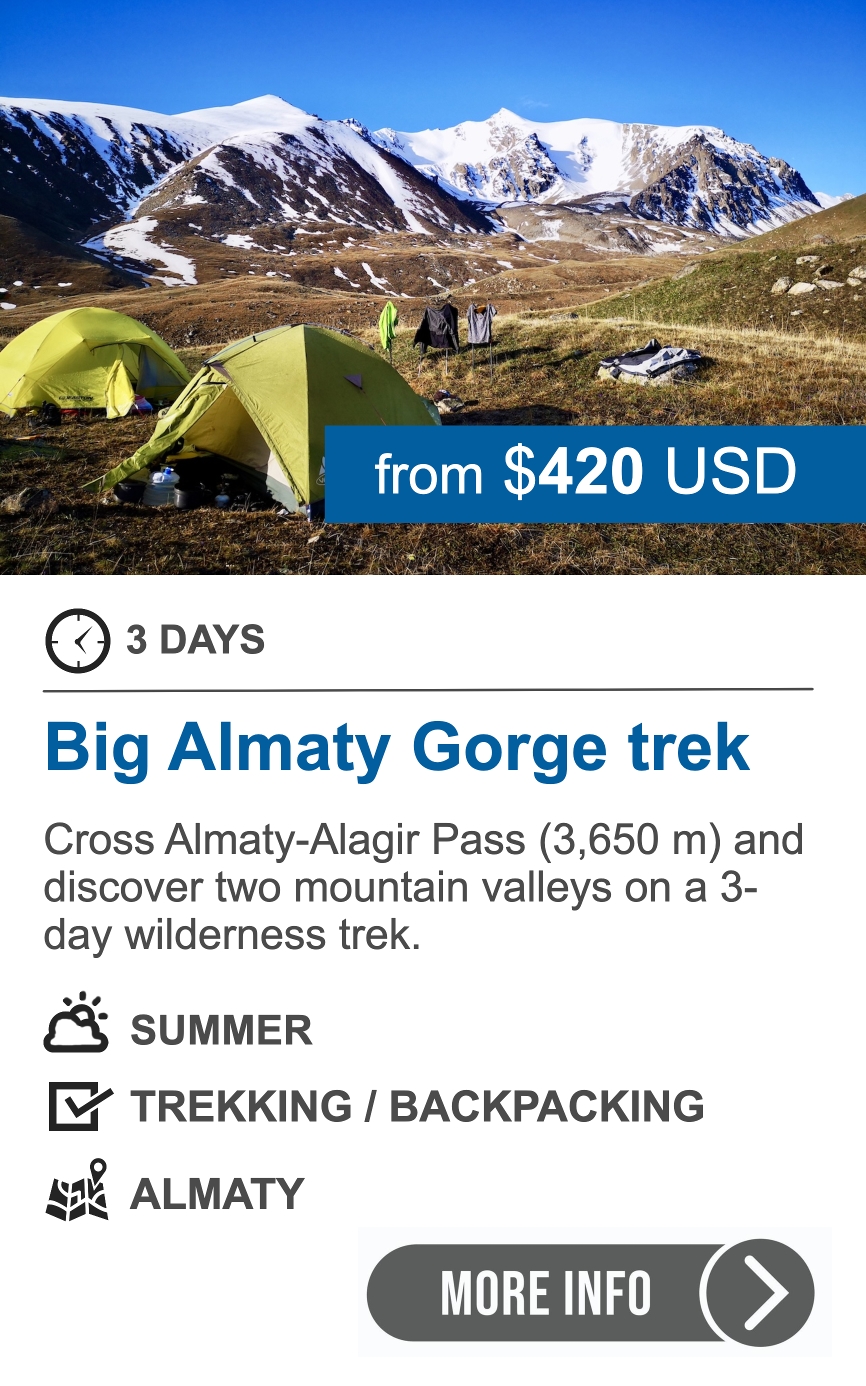 3-day trek in Big Almaty Gorge: Big Almaty Lake & Almaty-Alagir pass